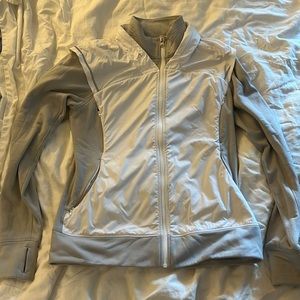 lululemon athletica Light Gray and White Full-Zip Jacket